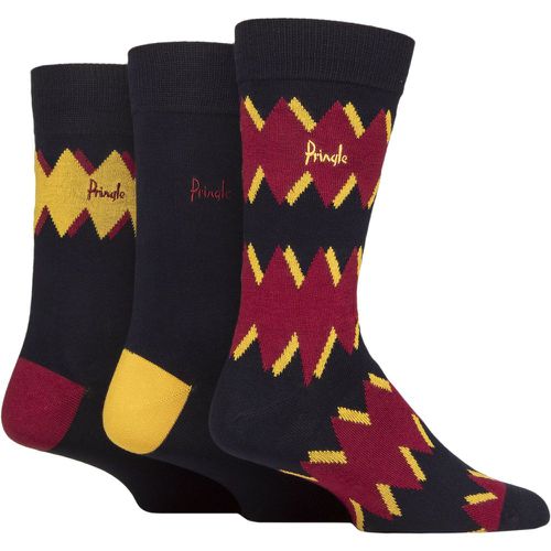 Mens 3 Pair Pringle Patterned Bamboo Socks Navy Red Zig Zag 7-11 Mens - SockShop - Modalova