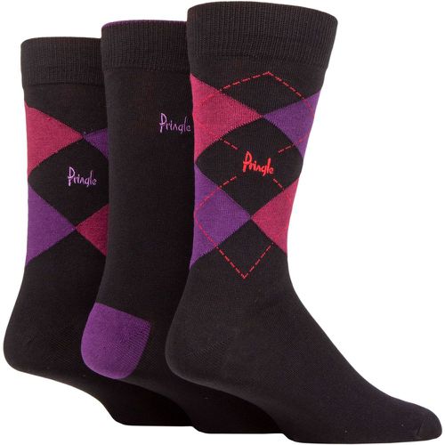 Mens 3 Pair Bamboo Cotton Blend Argyle Socks / Pink / Purple 7-11 - Pringle - Modalova