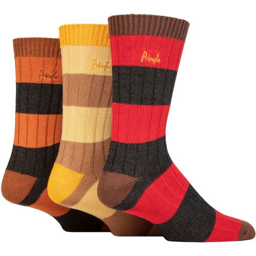 Mens 3 Pair Bamboo Leisure Socks Stripes Red / Charcoal 7-11 - Pringle - Modalova