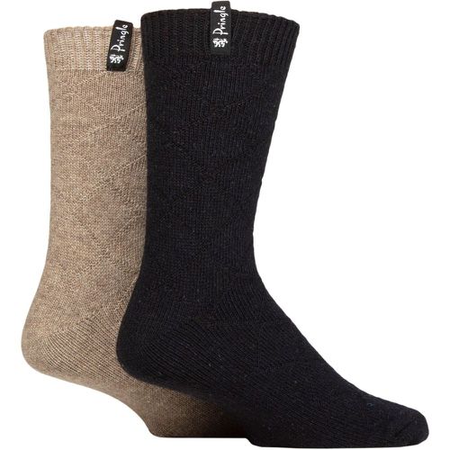 Mens 2 Pair Recycled Wool Boot Socks Diamond Navy / Light Brown 7-11 Mens - Pringle - Modalova