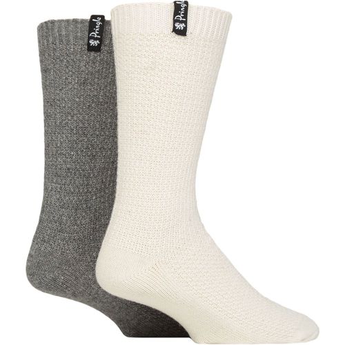 Mens 2 Pair Pringle Recycled Wool Boot Socks Snow / Grey 7-11 - SockShop - Modalova