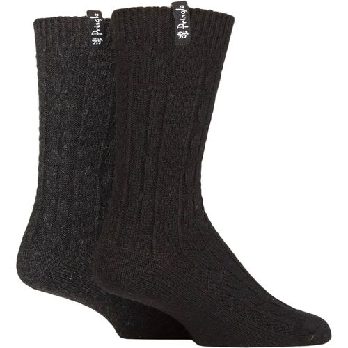 Mens 2 Pair Recycled Wool Boot Socks Black / Charcoal 7-11 - Pringle - Modalova