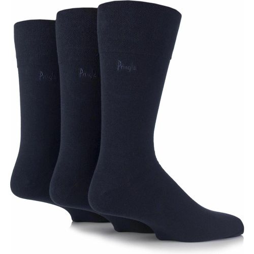 Mens 3 Pair Dunvegan Comfort Cuff Plain Cotton Socks Navy 12-14 - Pringle - Modalova