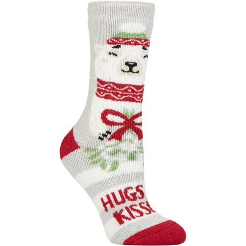 Ladies 1 Pair Heat Holders Lite Christmas Socks Hugs & Kisses 4-8 - SockShop - Modalova