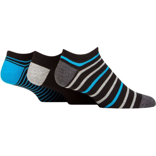 Mens 3 Pair Plain and Patterned Cotton Secret Socks Stripe Grey / Blue UK 7-11 - Pringle - Modalova