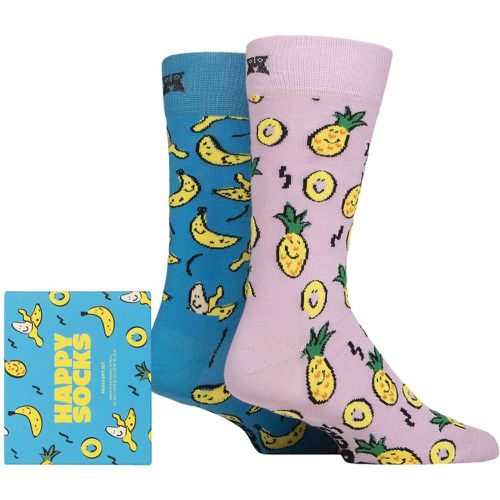 Mens and Ladies 2 Pair Happy Socks Fruits Gift Boxed Socks Turquoise 7.5-11.5 Unisex - SockShop - Modalova