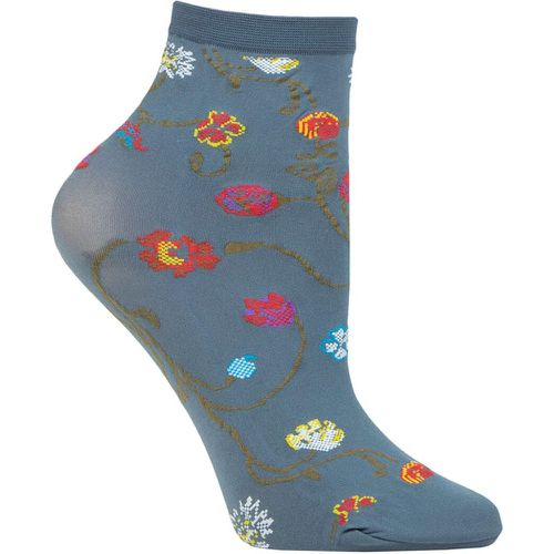 Ladies 1 Pair Platino Floral Patterned Socks Denim One Size - Trasparenze - Modalova