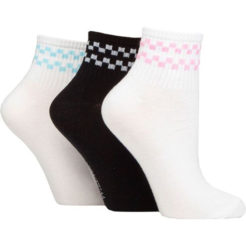 Women's 3 Pair SOCKSHOP Plain Mid Cut Ribbed Crew Socks / Black Checker 4-8 - Wildfeet - Modalova