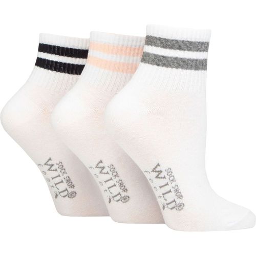 Women's 3 Pair SOCKSHOP Plain Mid Cut Ribbed Crew Socks Grey / Pink / Navy 4-8 UK - Wildfeet - Modalova