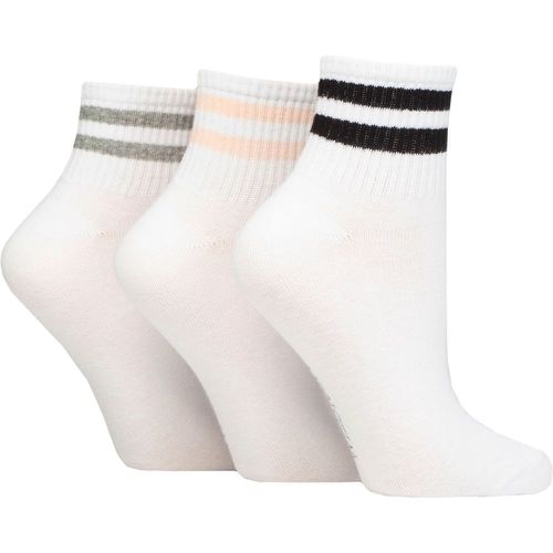 Women's 3 Pair SOCKSHOP Plain Mid Cut Ribbed Crew Socks Grey / Pink / Dark Navy 4-8 - Wildfeet - Modalova