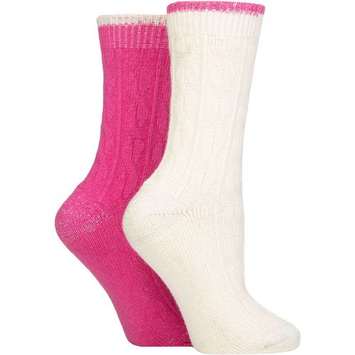 Ladies 2 Pair Wildfeet Cashmere and Merino Wool Blend Sparkle Lurex Socks Snow / Pink 4-8 - SockShop - Modalova