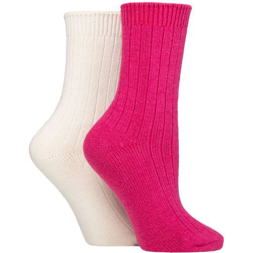 Women's 2 Pair SOCKSHOP Wildfeet Cashmere Socks Snow / Ruby 4-8 Ladies - Wild Feet - Modalova