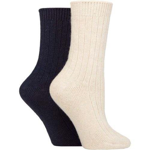 Ladies 2 Pair SOCKSHOP Wildfeet Cashmere Socks Stone / Navy 4-8 Ladies - Wild Feet - Modalova