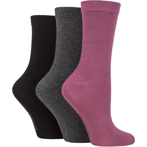 Women's 3 Pair Patterned Plain and Striped Bamboo Socks Black / Grey / Damson Plain 4-8 Ladies - SockShop - Modalova