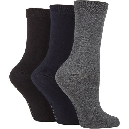 Women's 3 Pair Patterned Plain and Striped Bamboo Socks Black / Navy / Plain 4-8 Ladies - SockShop - Modalova