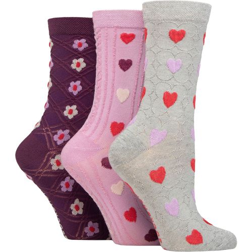 Women's 3 Pair Patterned Pelerine Bamboo Socks Hearts 4-8 - SockShop - Modalova