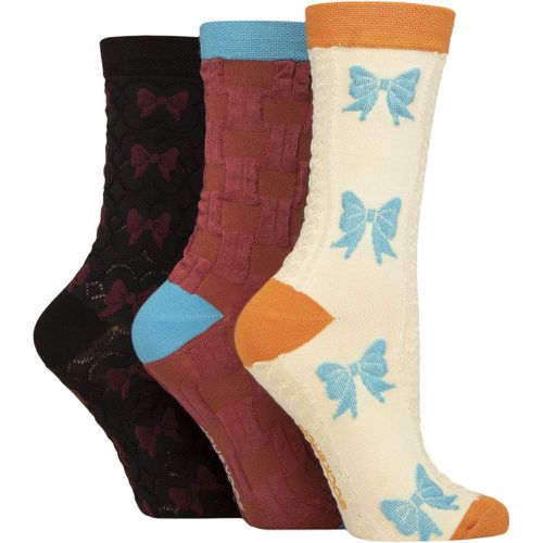Ladies 3 Pair Patterned Pelerine Bamboo Socks Bows 4-8 - SockShop - Modalova