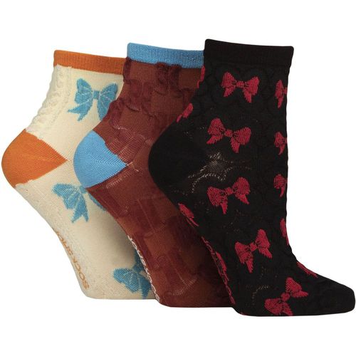 Women's 3 Pair Patterned Pelerine Bamboo Anklet Socks Bows 4-8 - SockShop - Modalova