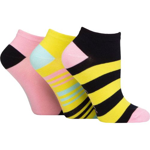 Ladies 3 Pair Striped, Plain, Ribbed and Mesh Bamboo Trainer Socks Lime Refresher Striped 4-8 - SockShop - Modalova