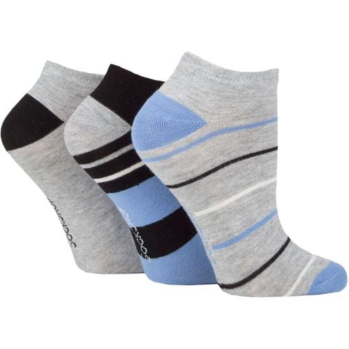 Women's 3 Pair Patterned, Striped, Plain, Ribbed and Mesh Bamboo Trainer Socks / Cornflower 4-8 Ladies - SockShop - Modalova