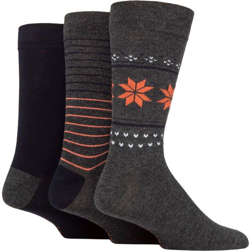 Men's 3 Pair Plain, Patterned, Striped and Heel & Toe Bamboo Socks Charcoal Fair Isle 7-11 Mens - SockShop - Modalova