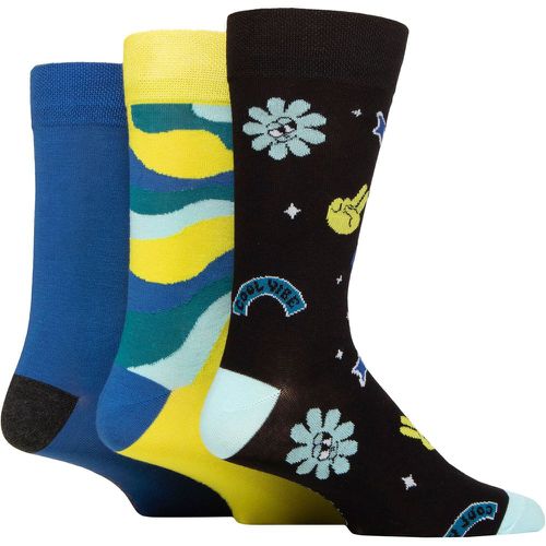 Men's 3 Pair Plain, Patterned, Striped and Heel & Toe Bamboo Socks Lime 7-11 - SockShop - Modalova