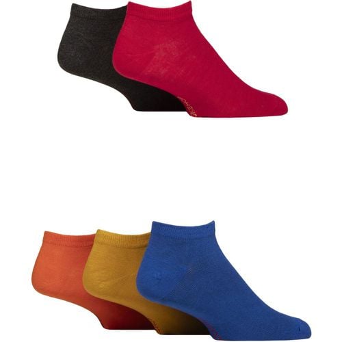 Mens 5 Pair Bamboo Striped and Plain Trainer Socks Brights 7-11 - SockShop - Modalova