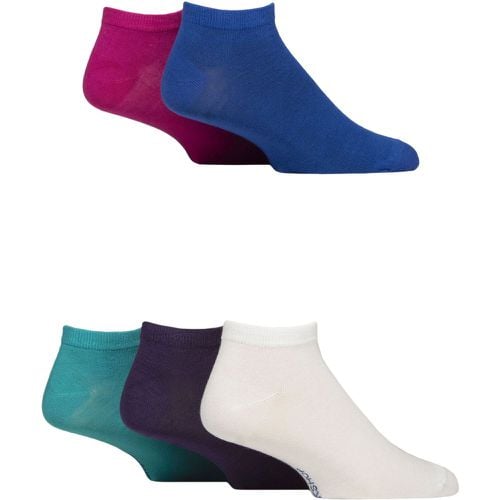 Mens 5 Pair Bamboo Striped and Plain Trainer Socks Jewels 7-11 - SockShop - Modalova