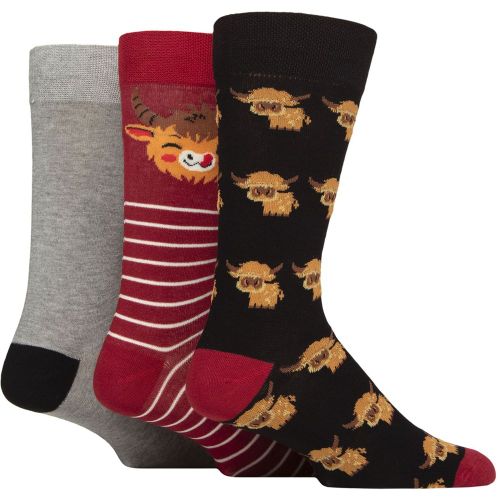 Mens 3 Pair SOCKSHOP Novelty Bamboo Socks Highland Cow 7-11 - Lazy Panda - Modalova