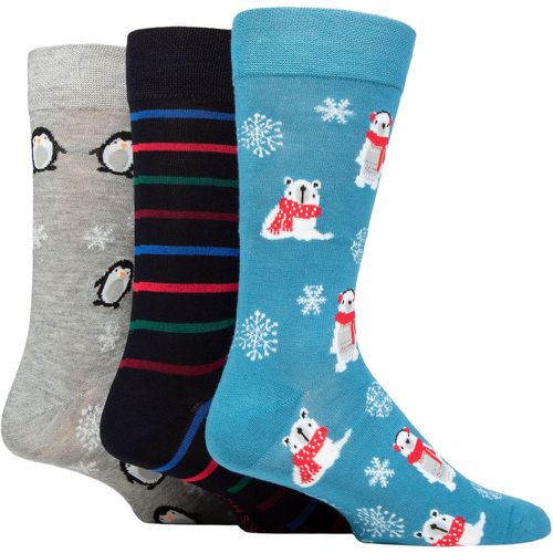 Mens 3 Pair SOCKSHOP Christmas Bamboo Socks Polar Bear / Penguin 7-11 Mens - Lazy Panda - Modalova