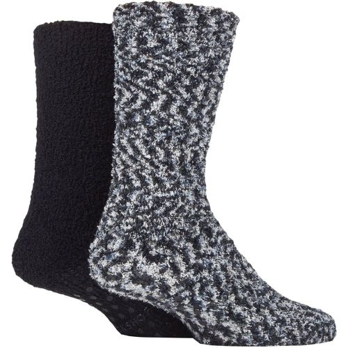 Men's 2 Pair Cosy Slipper Socks with Grip / Black 7-11 Mens - SockShop - Modalova