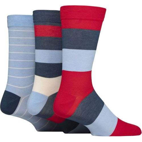 Mens 3 Pair Comfort Cuff Gentle Bamboo Striped Socks with Smooth Toe Seams Nautical 7-11 - SockShop - Modalova