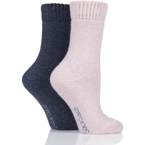 Ladies 2 Pair Wool Mix Striped and Plain Boot Socks Frost 4-8 Ladies - SockShop - Modalova