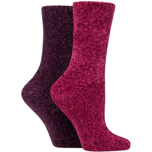 Women's 2 Pair Chenille Boot Socks Berry 4-8 - SockShop - Modalova