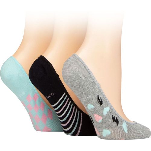 Ladies 3 Pair Plain and Patterned Bamboo Shoe Liners Aqua 4-8 - SockShop - Modalova