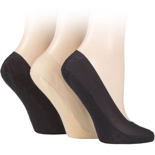 Women's 3 Pair Smooth Nylon Shoe Liners Black / Natural / Black 4-8 Ladies - SockShop - Modalova