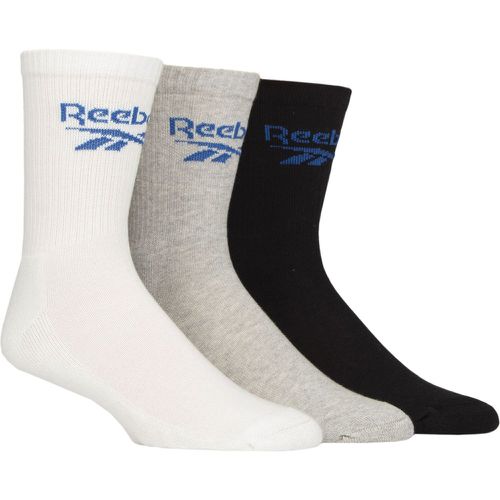 Mens and Ladies 3 Pair Reebok Foundation Cotton Crew Socks White / Grey / Black 11-12.5 UK - SockShop - Modalova