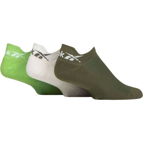 Mens and Ladies 3 Pair Essentials Cotton Trainer Socks / White / Lime 6.5-8 UK - Reebok - Modalova