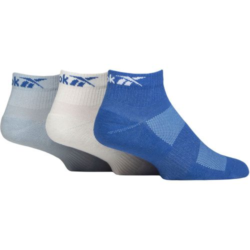 Mens and Ladies 3 Pair Essentials Cotton Ankle Socks with Arch Support and Mesh Top / White / Light 6.5-8 UK - Reebok - Modalova