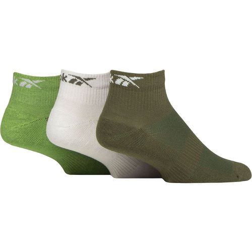 Mens and Ladies 3 Pair Essentials Cotton Ankle Socks with Arch Support and Mesh Top / White / Lime 8.5-10 UK - Reebok - Modalova
