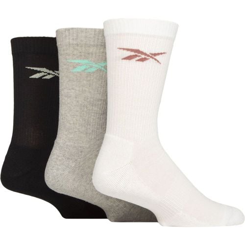 Mens and Women's 3 Pair Essentials Cotton Crew Socks with Arch Support White / Grey / Black 6.5-8 UK - Reebok - Modalova