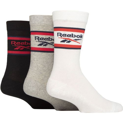 Mens and Ladies 3 Pair Essentials Cotton Crew Socks White / Grey / Black 2.5-3.5 UK - Reebok - Modalova