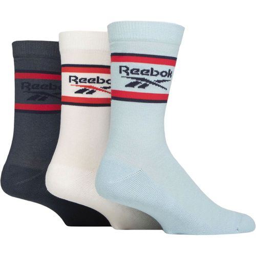 Mens and Ladies 3 Pair Reebok Essentials Cotton Crew Socks Light / White / Denim 6.5-8 UK - SockShop - Modalova