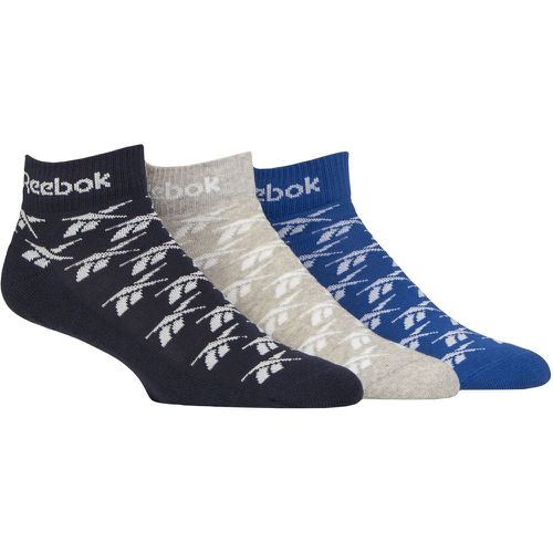 Mens and Ladies 3 Pair Reebok Essentials Cotton Ankle Socks Navy / Grey / 2.5-3.5 UK - SockShop - Modalova