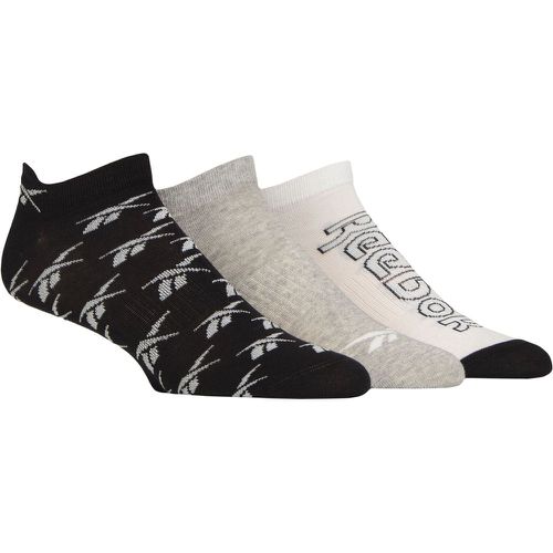 Mens and Ladies 3 Pair Essentials Cotton Trainer Socks with Arch Support Black / Grey / White 6.5-8 UK - Reebok - Modalova