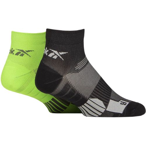 Mens and Ladies 2 Pair Technical Recycled Ankle Technical Cycling Socks Black / Green 2.5-3.5 UK - Reebok - Modalova