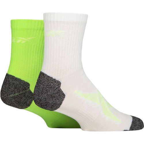 Mens and Women's 2 Pair Technical Recycled Ankle Technical Running Socks White / Green 4.5-6 UK - Reebok - Modalova