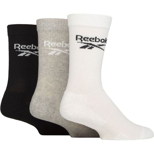 Mens and Women's 3 Pair Core Ribbed Cotton Crew Socks White / Grey / Black 4.5-6 UK - Reebok - Modalova