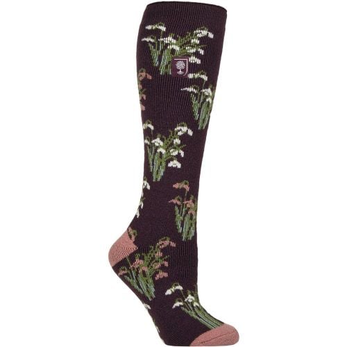 Women's 1 Pair Heat Holders 1.6 TOG Lite RHS The Royal Horticultural Society Thermal Wellington Boot Socks Snowdrops Mulberry 4-8 - SockShop - Modalova