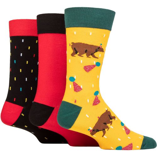 Mens 3 Pair Novelty Patterned Cotton Socks Grizzly Bear UK 7-11 - Wildfeet - Modalova